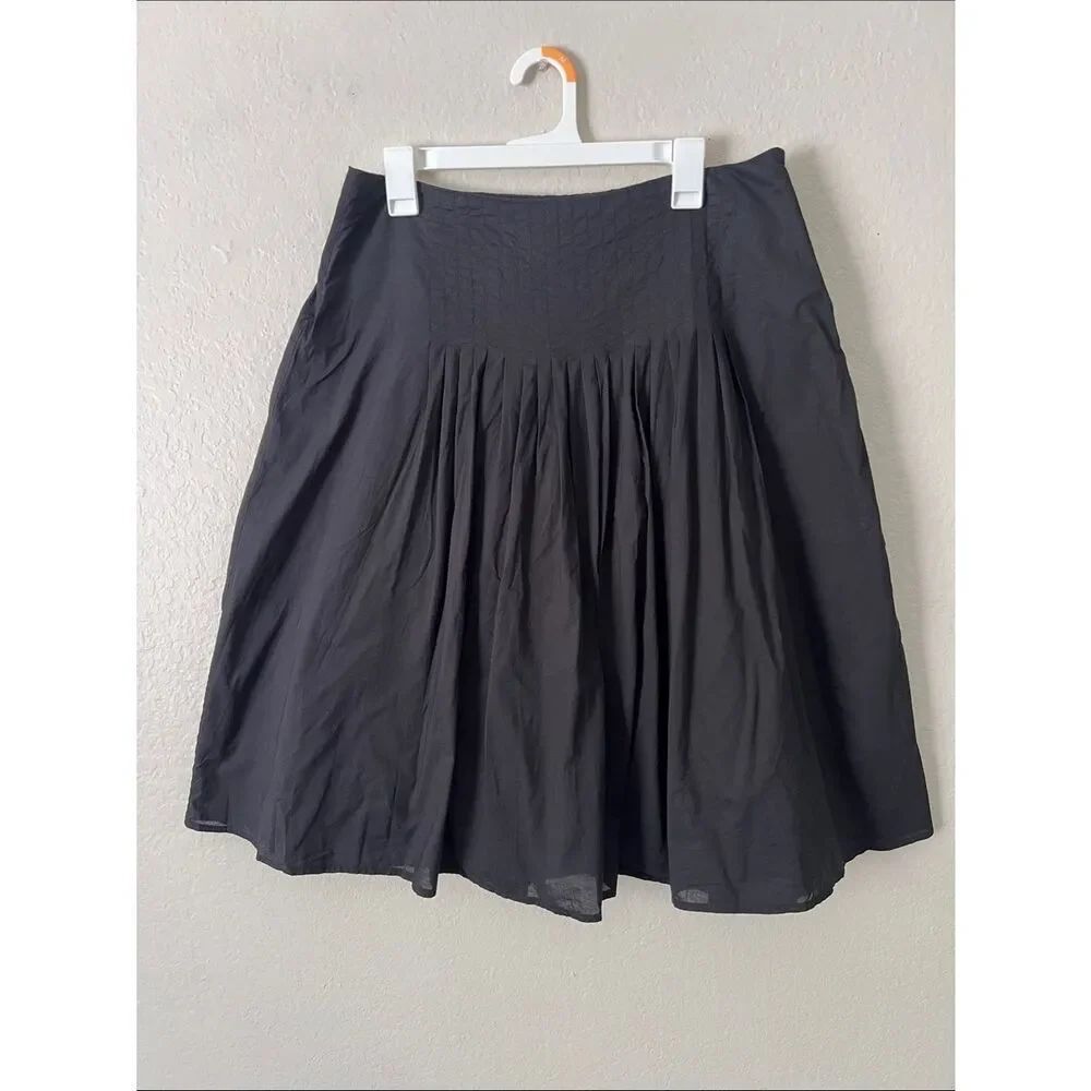 EUC LAPIS 100% Cotton Gathered A-Line Skirt Black in Size XL